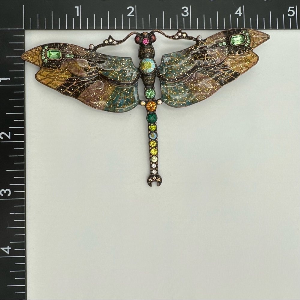 Joan Rivers LARGE Enamel Rhinestone Dragonfly Brooch Pin - Picture 6 of 7